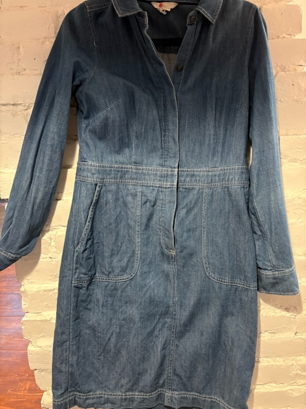 Boden Denim Long Sleeve Shirt Dress - Medium Blue